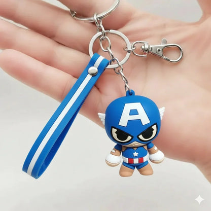 Captain America 3D Keychain – Detailed Marvel Character Accessory with Metal Ring & Clasp