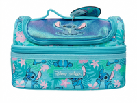 Disney Smiggle Double Decker Lunchbox – Stitch Tropical Print | Insulated Kids Lunch Bag | Blue & Teal