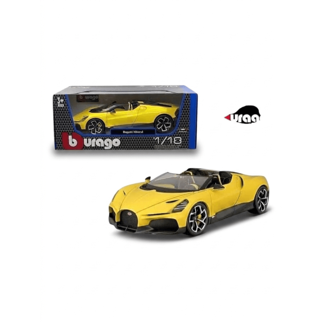 Bburago Bugatti Mistral 1:18 Die-Cast Model Car | Yellow Roadster | Premium Collector's Edition