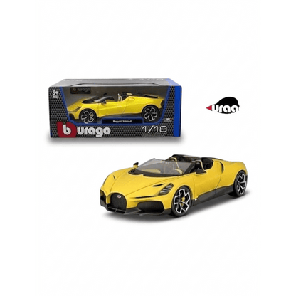 Bburago Bugatti Mistral 1:18 Die-Cast Model Car | Yellow Roadster | Premium Collector's Edition