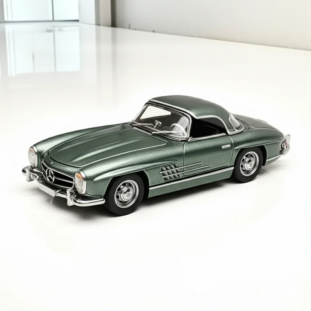GFCC 1:64 1960 Mercedes-Benz 300SL Roadster Green Diecast Model Car