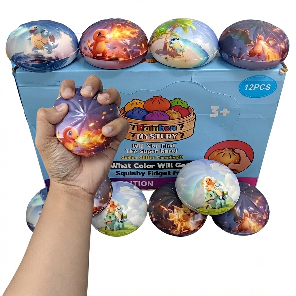 Pokémon Squishy Bun Dumpling Toy for Kids – Slow-Rising Sensory Fidget & Stress-Relief Squeeze Toy, Ages 3+ (Random Design, Pack of 1)
