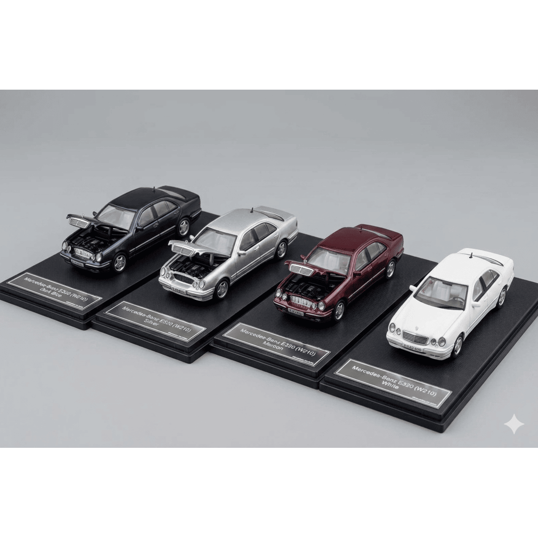 Maxwell Model 1:64 Mercedes-Benz E-Class Diecast Car | Premium Luxury Sedan Collectible with Display Case | 4 Variants
