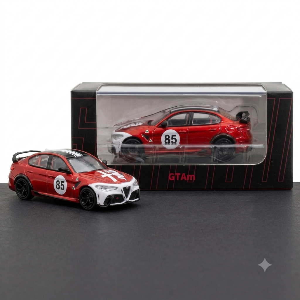 Shadow 1:64 Alfa Romeo Giulia GTAm Diecast Model Car LL-011-147 | Premium Collectible Red Racing Edition