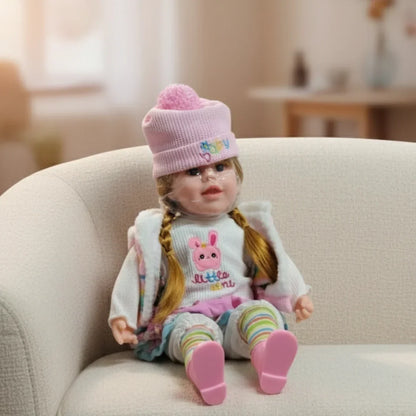 Lifelike Reborn Baby Girl Doll – Toddler with Realistic Sound & Brown Hair