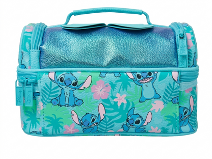 Disney Smiggle Double Decker Lunchbox – Stitch Tropical Print | Insulated Kids Lunch Bag | Blue & Teal