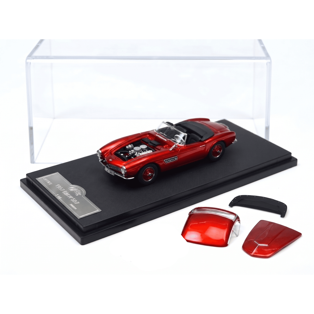 GFCC1:64 BMW 507 Convertible Red Die-Cast Model Car | Premium Classic Roadster Collectible with Display Case & Removable Hardtop