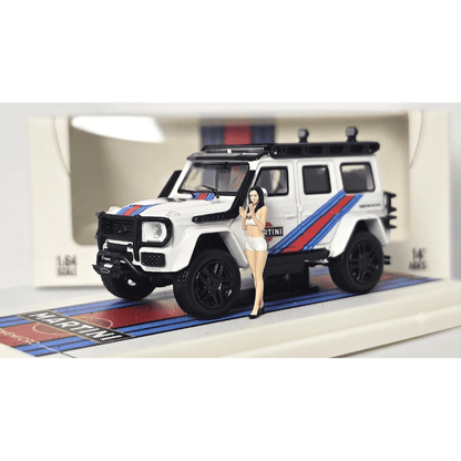 Time Micro Mercedes-Benz G550 Martini Figure Edition 1:64 Scale Diecast Model Car | Premium Metal Collector SUV | Display Base, Acrylic Case & Figure Included | Limited Edition | 14+