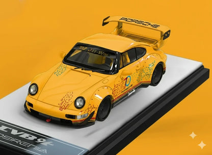 BSC 1:64 Porshce Cinderella Yellow RWB964 70th Anniversary Edition  Diecast Car (Figure Included)