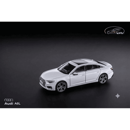 VAV 1:64 Audi A6L Diecast Model Car – Silver/White | Premium Alloy Collectible Miniature Sedan Toy Car