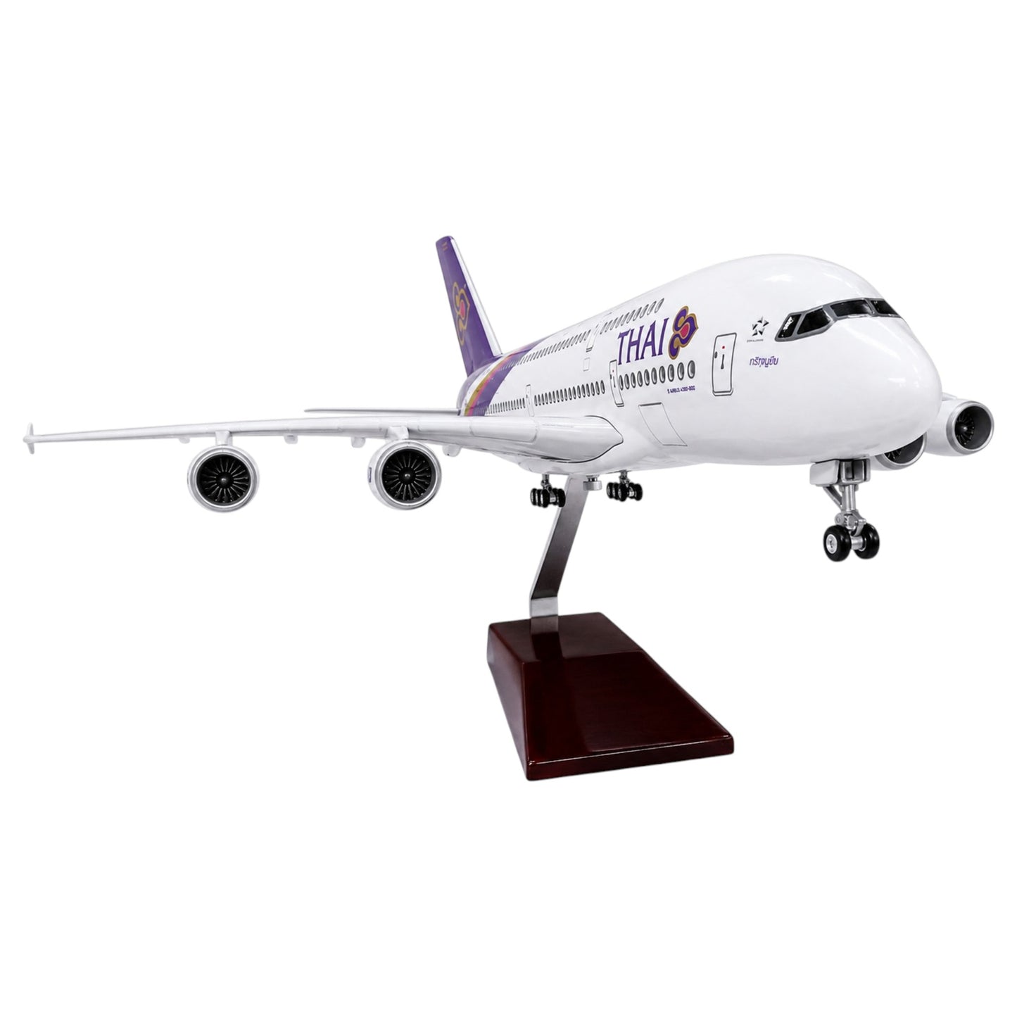 Thai Airways Airbus A380 1:160 Scale Diecast Aeroplane Display Model with LED Light | Premium Aircraft Replica with Display Stand
