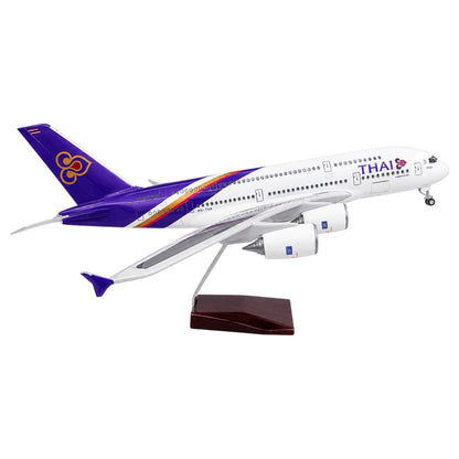 Thai Airways Airbus A380 1:160 Scale Diecast Aeroplane Display Model with LED Light | Premium Aircraft Replica with Display Stand
