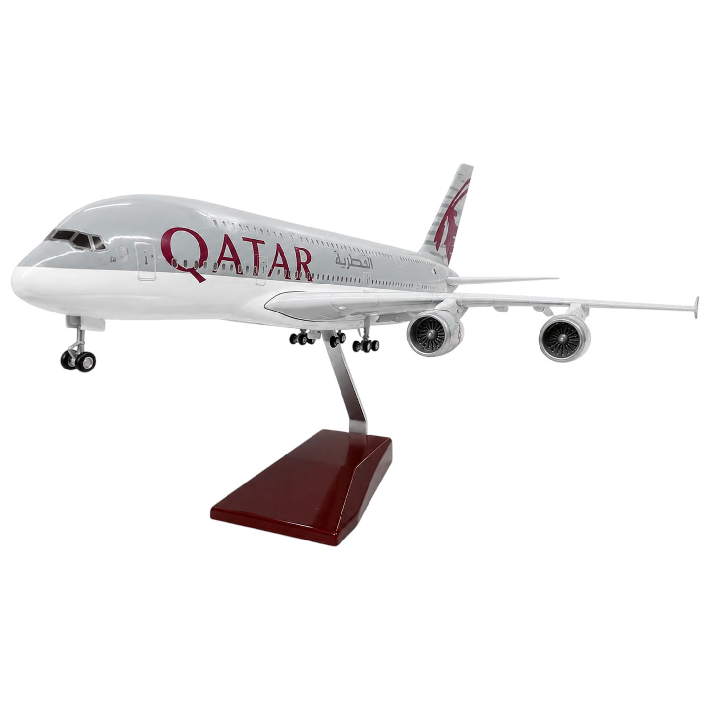 Qatar Airbus A380 1:160 Scale Diecast Aeroplane Display Model with LED Light | Premium Aircraft Replica with Display Stand