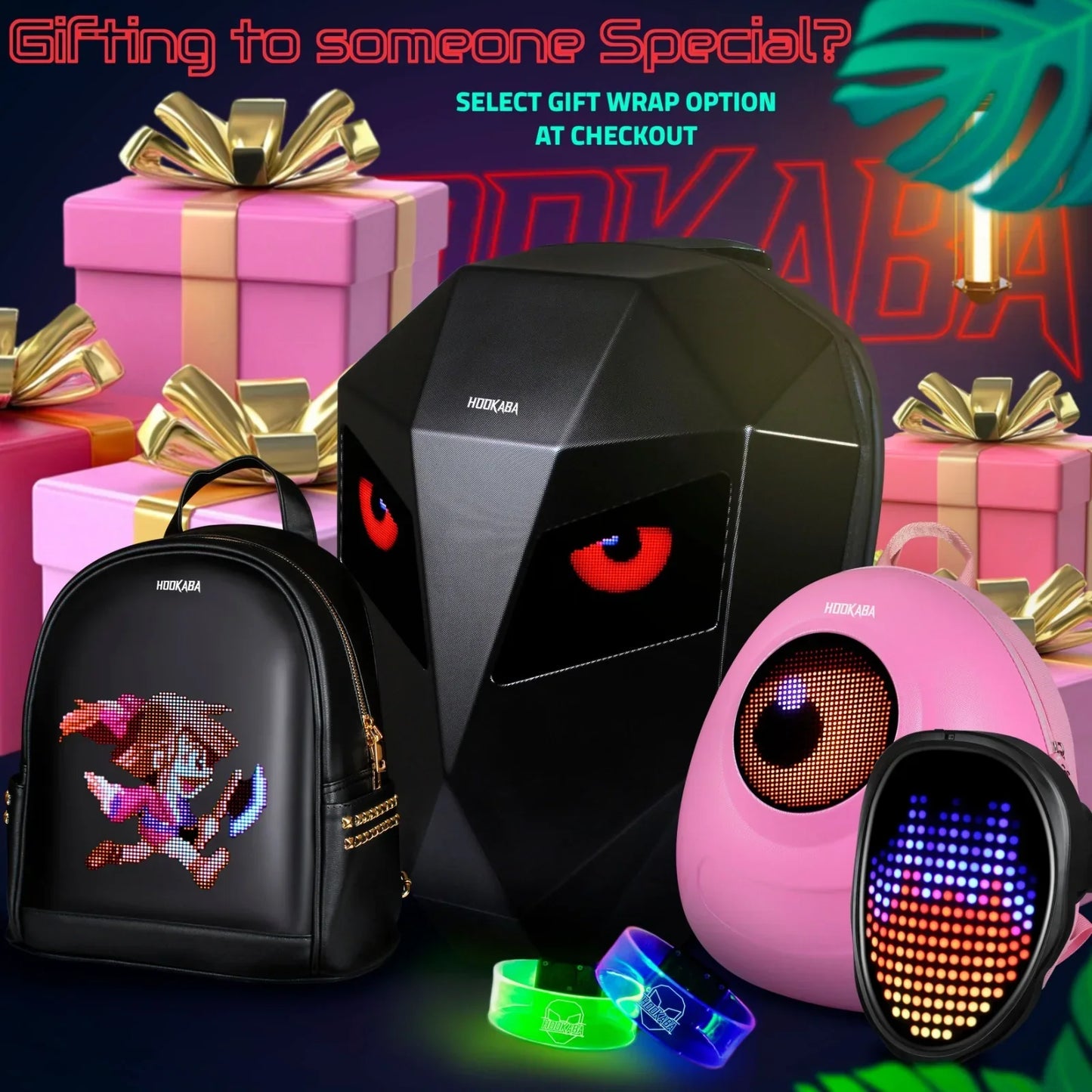 Hookaba Eye Rover Adventure LED Backpack – Hard Shell | Waterproof | 15.6” Laptop | 31L | Black - Jaiman Toys