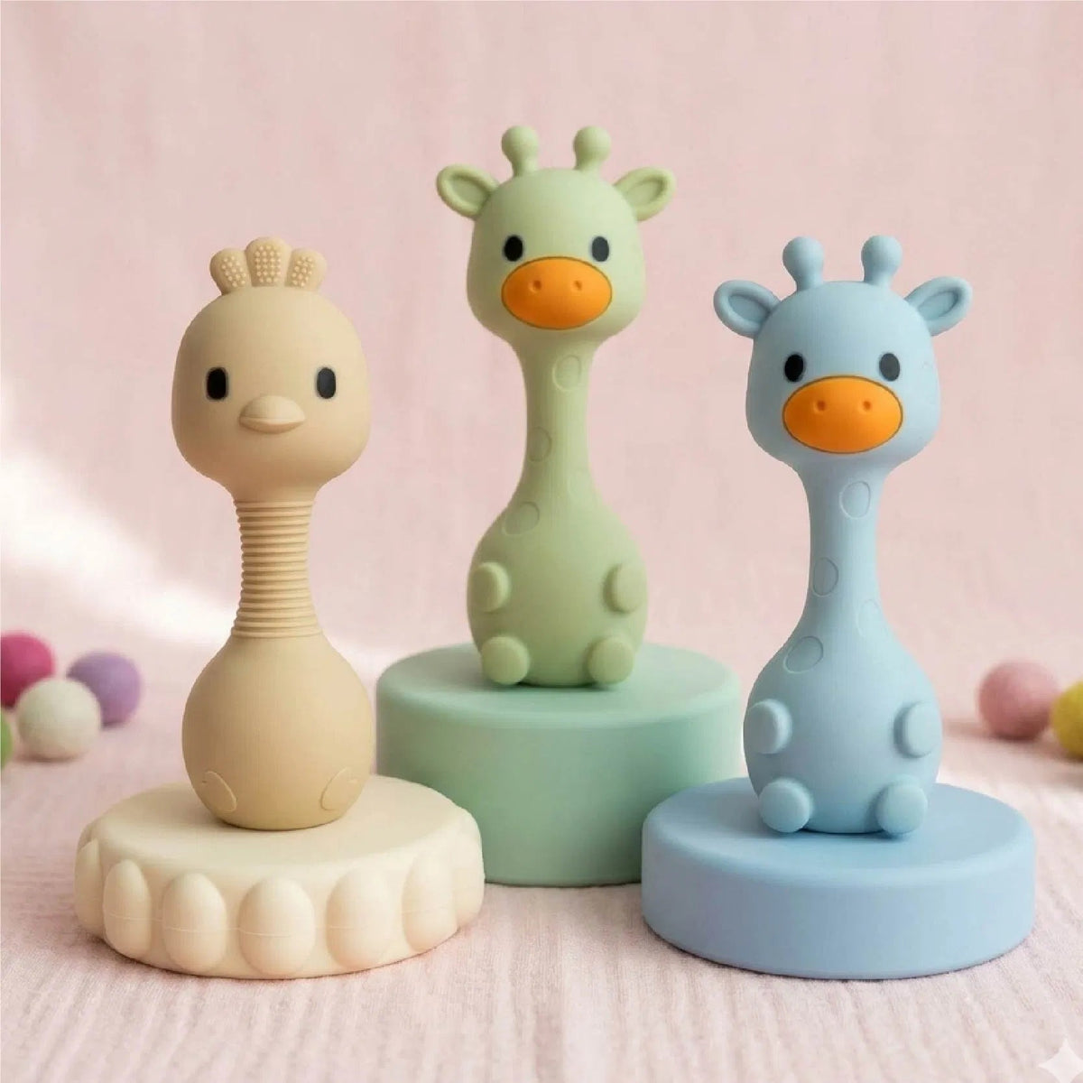 LiLLBUD Giraffe Teething Rattle Blue