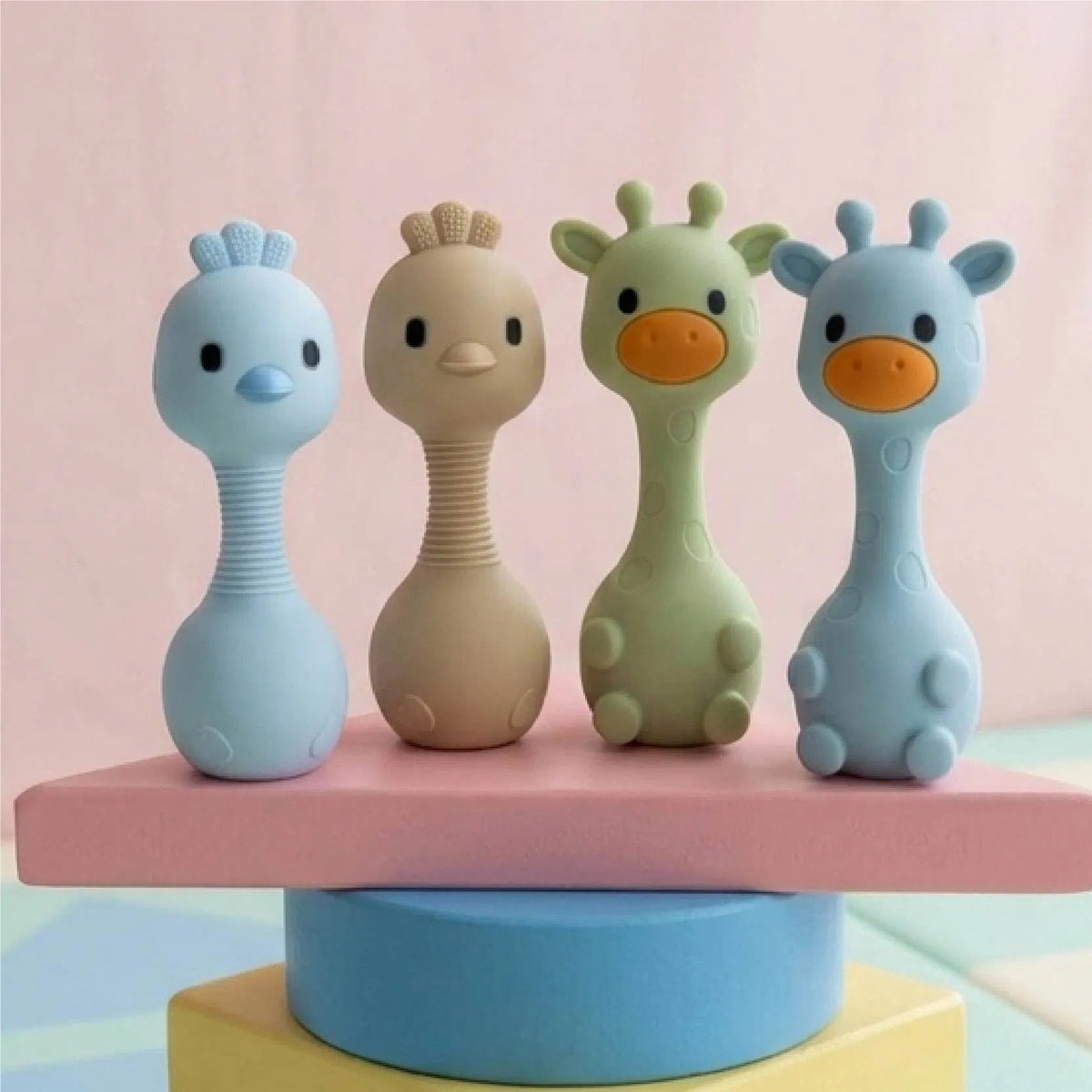 LiLLBUD Giraffe Teething Rattle Blue