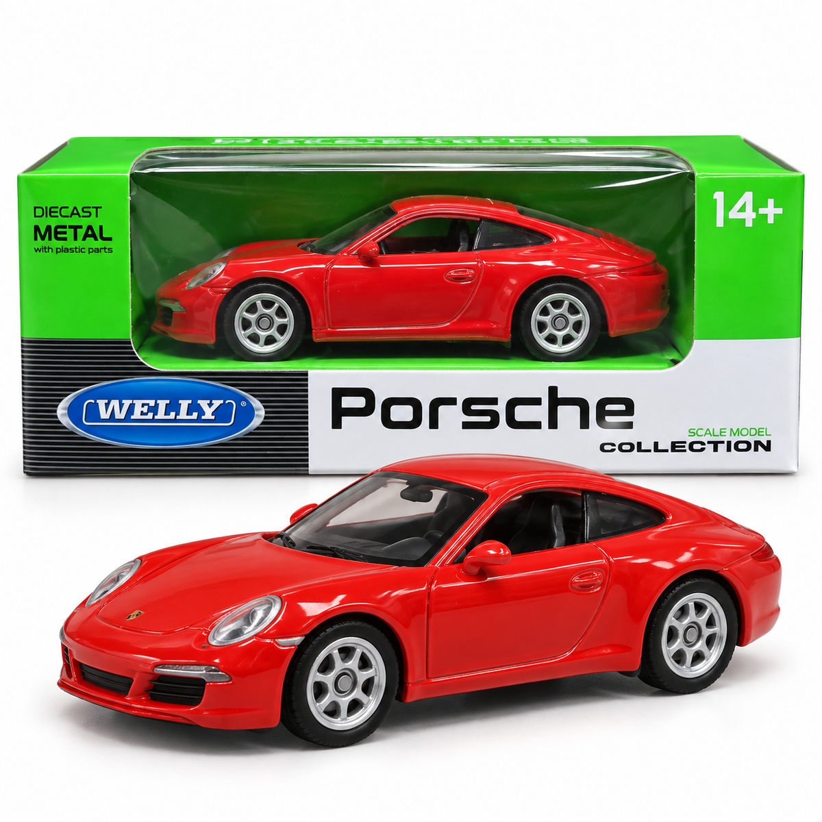 Welly 1:64 Porsche 911 Carrera S Red Die-Cast Metal Model Car