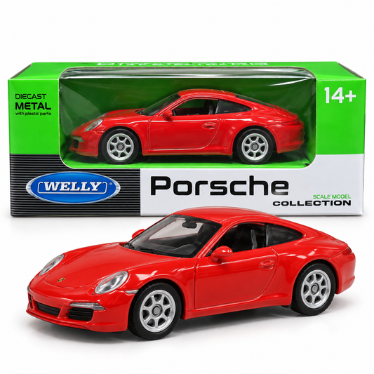 Welly 1:64 Porsche 911 Carrera S Red Die-Cast Metal Model Car