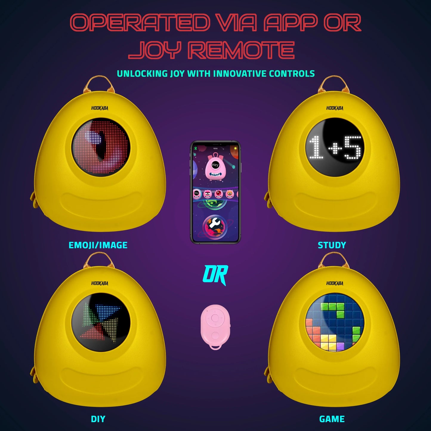 Hookaba GlowBuddy Kids LED Backpack – Fun Light-Up Bag for School & Travel | Waterproof | Lightweight | Ages 4–10 - Yellow - Jaiman Toys