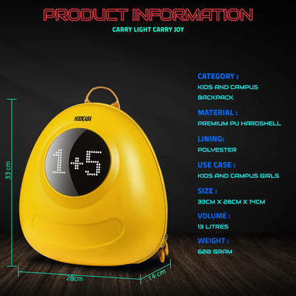 Hookaba GlowBuddy Kids LED Backpack – Fun Light-Up Bag for School & Travel | Waterproof | Lightweight | Ages 4–10 - Yellow - Jaiman Toys