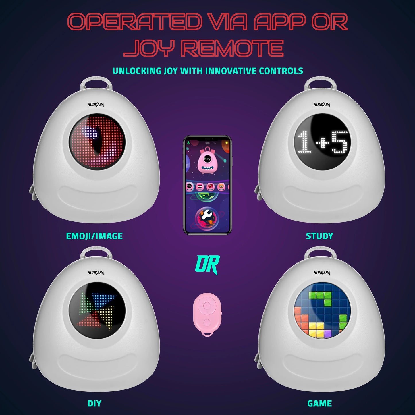 Hookaba GlowBuddy Kids LED Backpack – Fun Light-Up Bag for School & Travel | Waterproof | Lightweight | Ages 4–10 - White - Jaiman Toys