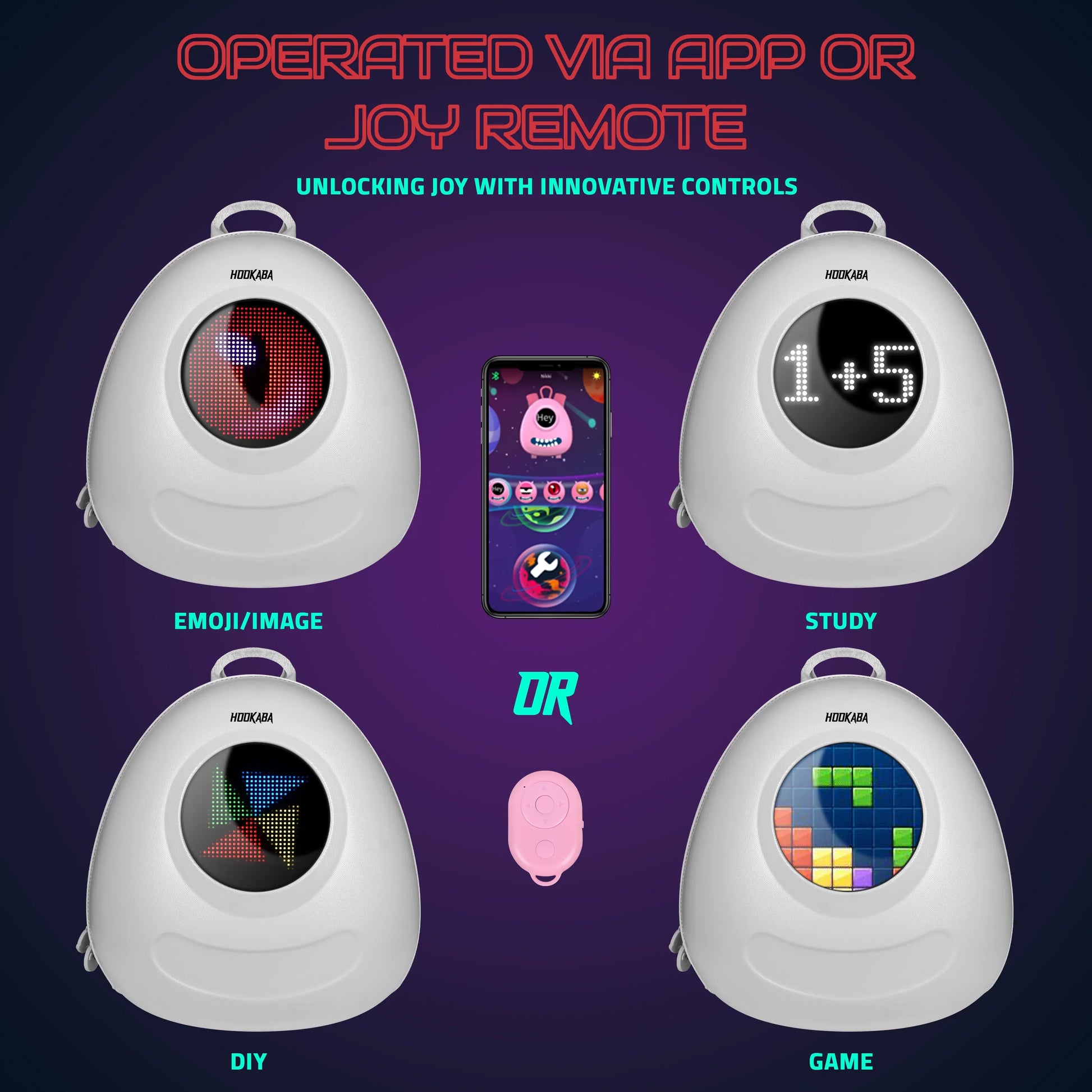 Hookaba GlowBuddy Kids LED Backpack – Fun Light-Up Bag for School & Travel | Waterproof | Lightweight | Ages 4–10 - White - Jaiman Toys