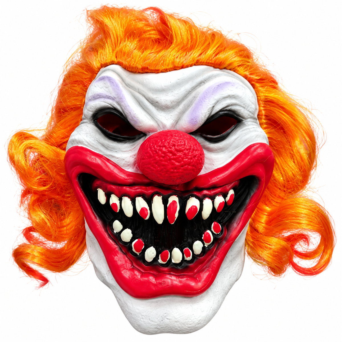 Halloween Scary Evil Clown Mask with Orange Hair – Horror Costume Mask for Adults