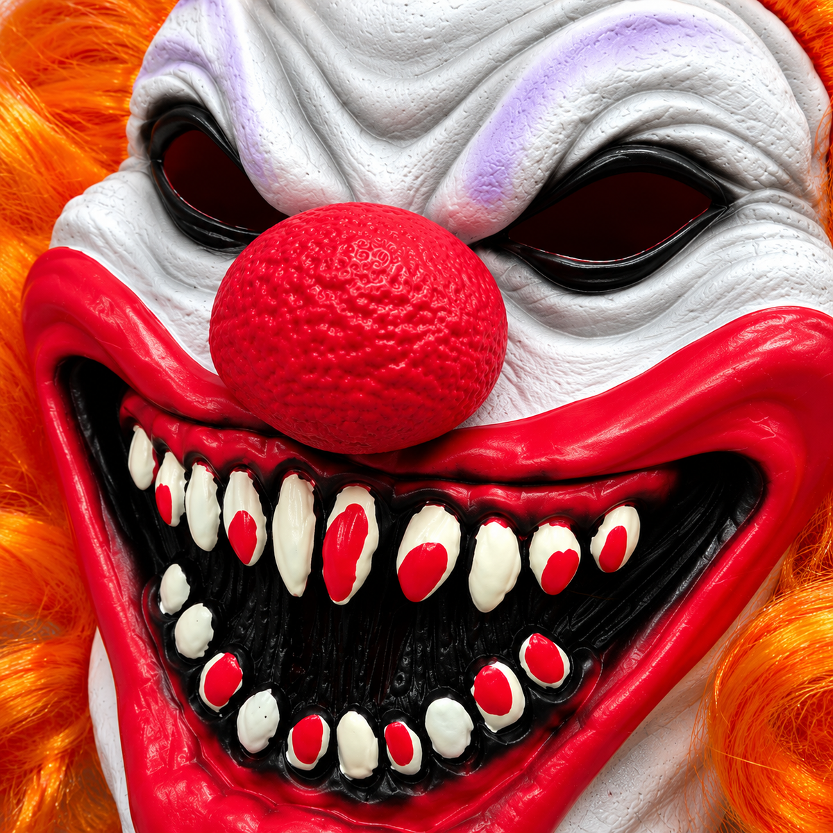 Halloween Scary Evil Clown Mask with Orange Hair – Horror Costume Mask for Adults