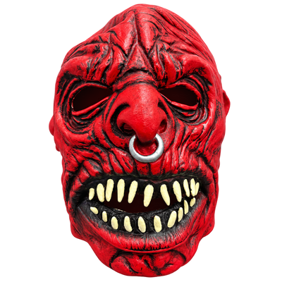 Halloween Scary Red Demon Mask with Nose Ring – Horror Monster Costume Mask for Adults