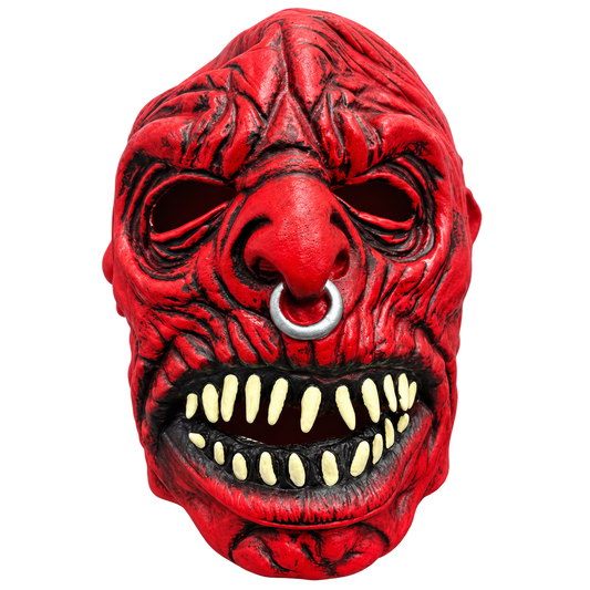 Halloween Scary Red Demon Mask with Nose Ring – Horror Monster Costume Mask for Adults