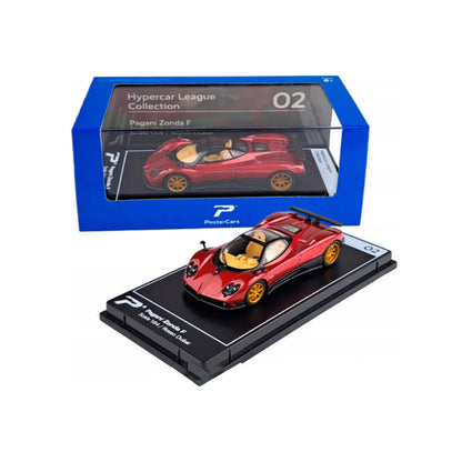 PosterCars Pagani Zonda F with Acrylic Box – Rosso Dubai Red (1:64) Diecast Car Model #2 - Jaiman Toys