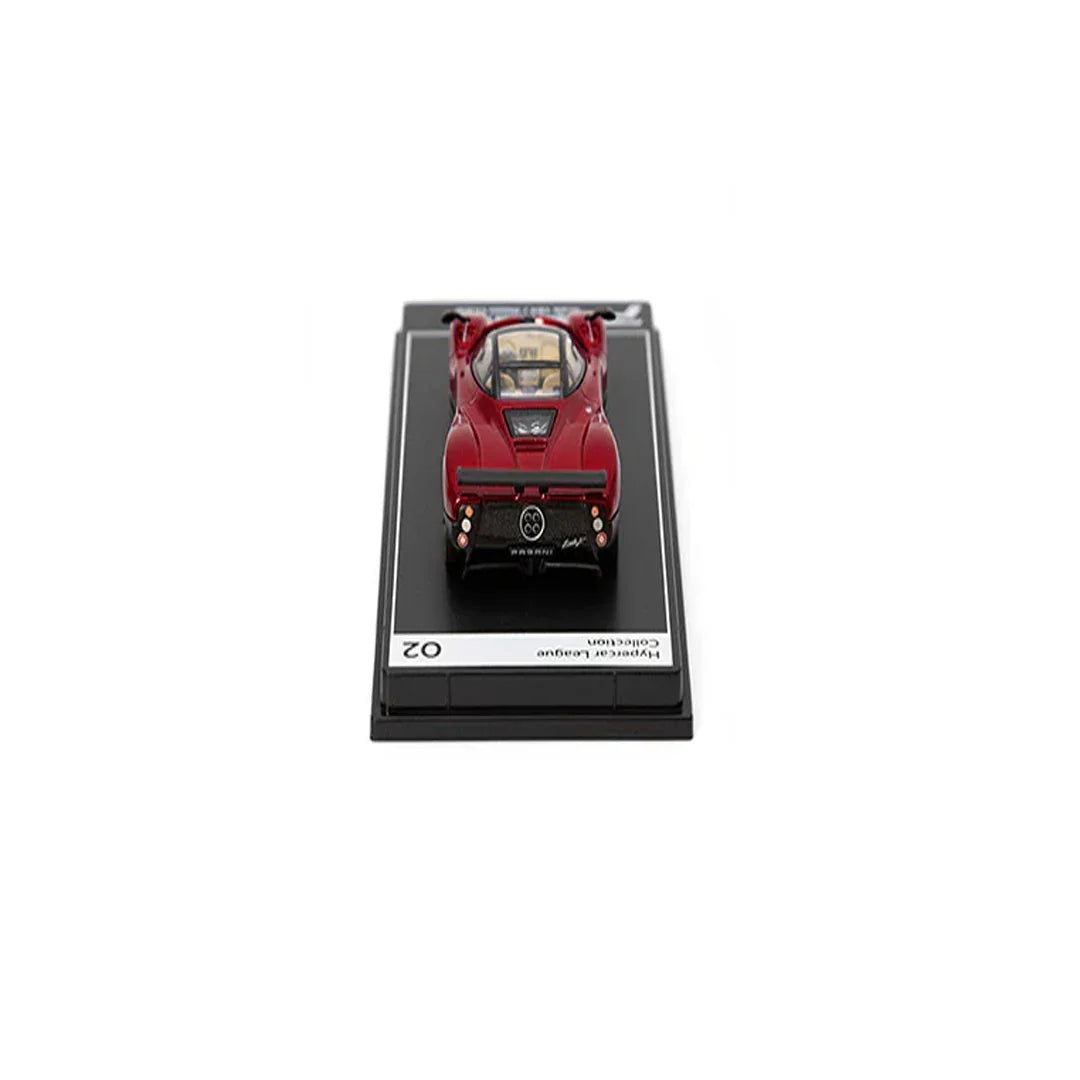 PosterCars Pagani Zonda F with Acrylic Box – Rosso Dubai Red (1:64) Diecast Car Model #2 - Jaiman Toys