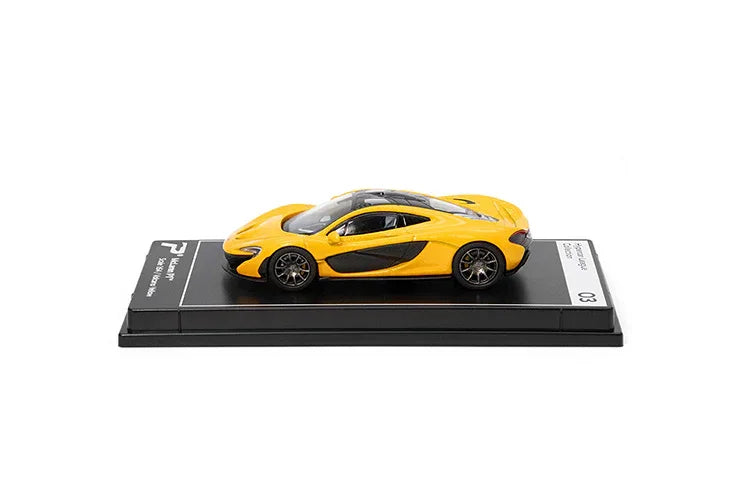 PosterCars H03 – McLaren P1 with Acrylic Box (Volcano Yellow) 1:64 Diecast Car Model - Jaiman Toys