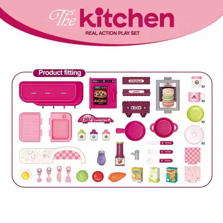 Portable Kids Kitchen Play Set with Suitcase – Pretend Cooking Toy Set with Utensils, Food Accessories & Storage Case for Children 3+