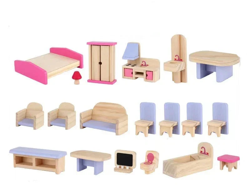 DIY Wooden Doll House Mini Model Pretend Play Furniture Set – 3D Fashion Style Educational Toy