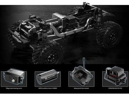 MJX Hyper Go H12Y Brushless 1:12 4WD RC Crawler Truck | LED Lights | 2.4GHz RTR Off-Road Vehicle (Grey)