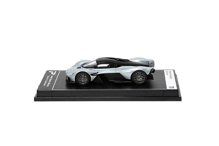 PosterCars 1:64 Aston Martin Valkyrie – Skyfall Silver 11 - Acrylic Box | Hypercar League Collection Diecast Model - Jaiman Toys