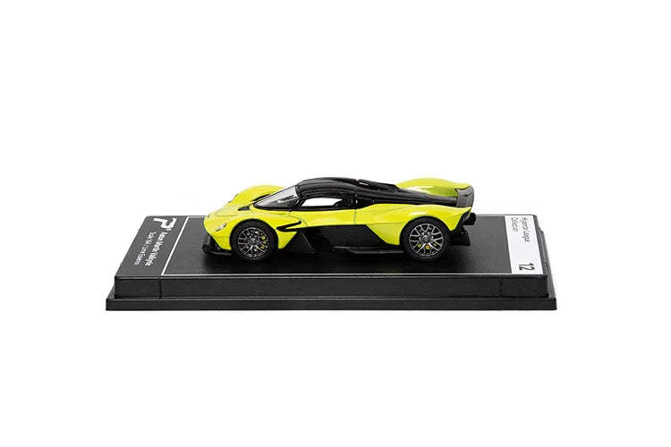 PosterCars H12 – Aston Martin Valkyrie with Acrylic Box (Lime Essence) 1:64 Diecast Car Model - Jaiman Toys