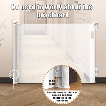 SG0021 Baby Safety Gate ,Extra Tall Retractable Stair Gate  Folding Baby & Pet Gate   | Adjustable Lower Bracket | Extra Height Protection
