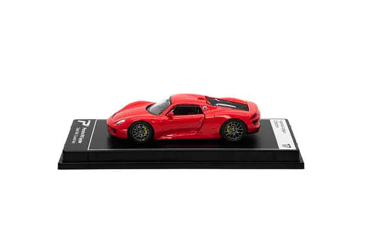 PosterCars 1:64 Porsche 918 Spyder – Guards Red – Acrylic Box Display | #H17 - Jaiman Toys