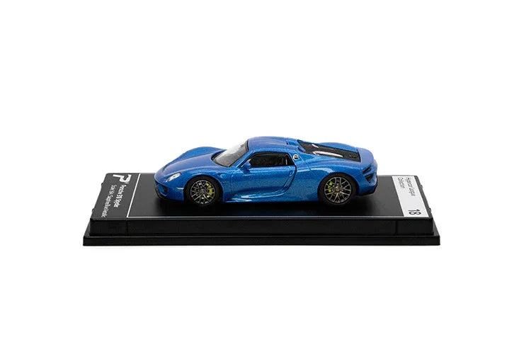 PosterCars 1:64 Porsche 918 Spyder – Sapphire Blue Metallic – Acrylic Box | #H18 - Jaiman Toys