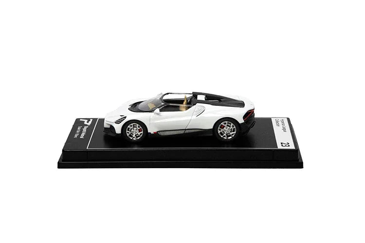 PosterCars 1:64 Bugatti Mistral – White – Acrylic Box | Hypercar League Collection #23 - Jaiman Toys