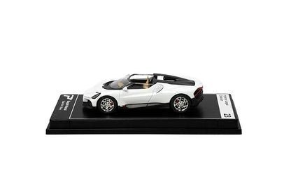 PosterCars 1:64 Bugatti Mistral – White – Acrylic Box | Hypercar League Collection #23 - Jaiman Toys