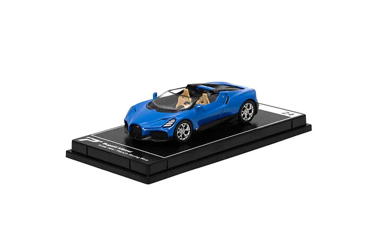 PosterCars 1:64 Bugatti Mistral – Blue – Acrylic Box | Hypercar League Collection #24 - Jaiman Toys