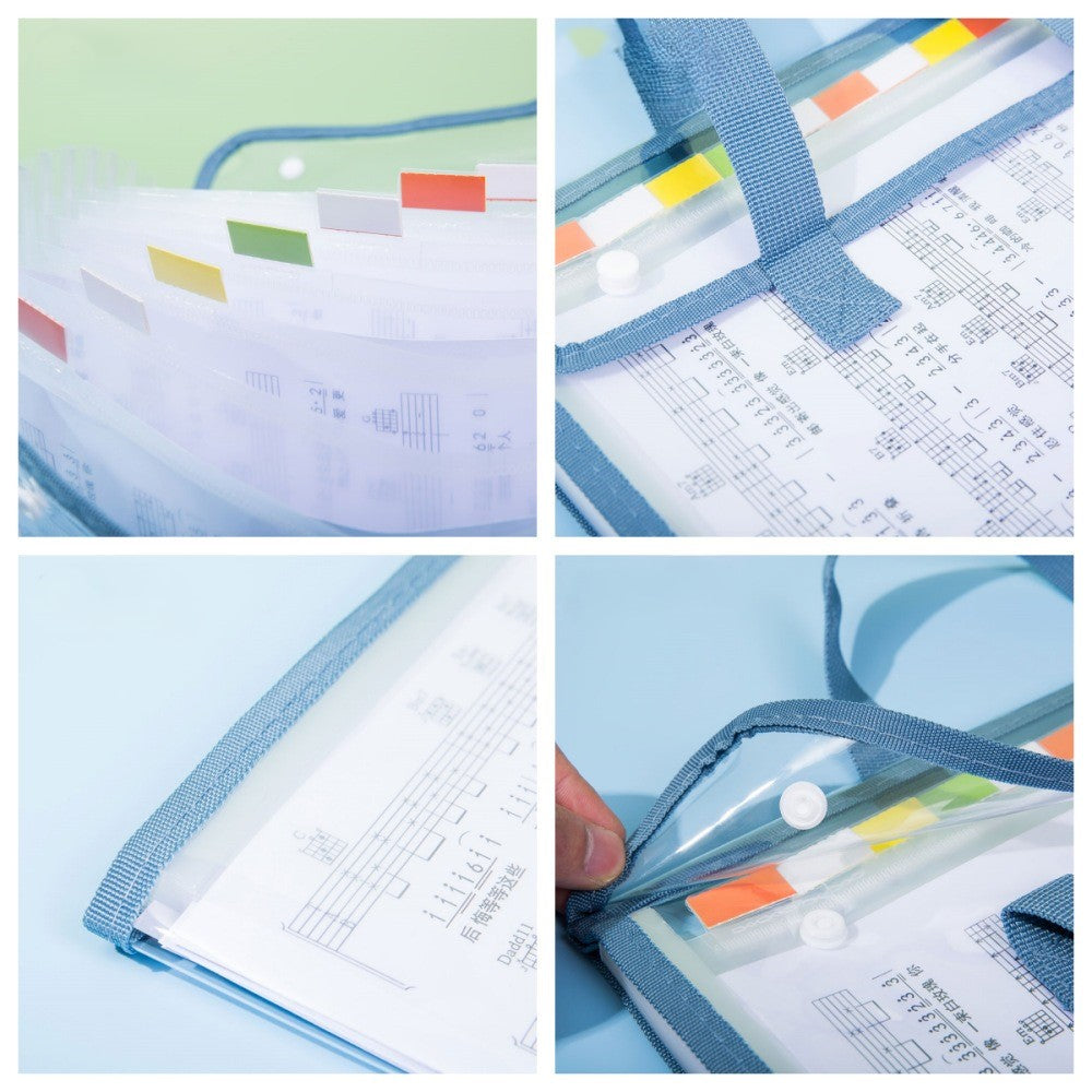 Transparent A4 Document Storage Bag with Handle – Clear File Organizer with 13 Layer Folder for School & Office