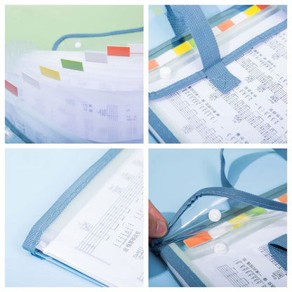 Transparent A4 Document Storage Bag with Handle – Clear File Organizer with 13 Layer Folder for School & Office