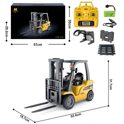 HUINA 1577 2026 1:14 RC Forklift | 14CH 2.4GHz Alloy Forklift with Lifting Forks, Grabber, Lights & Sound