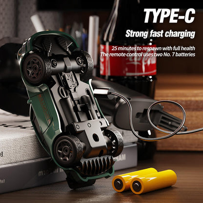 1:64 Scale 2.4GHz 4WD Drift RC Car with LED Lights | Mini High-Speed Racing Remote Control Car (Green)