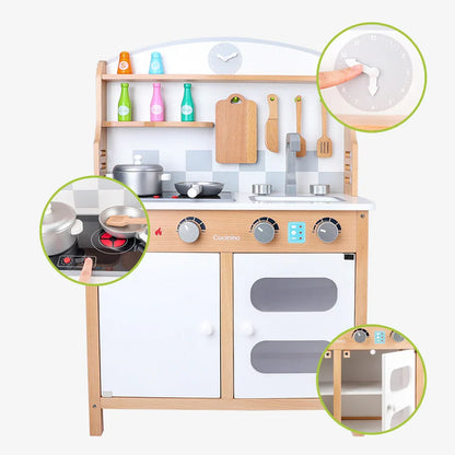 Kids Educational Wooden Kitchen & Food Play Set – Pretend Cooking Role Play Toy