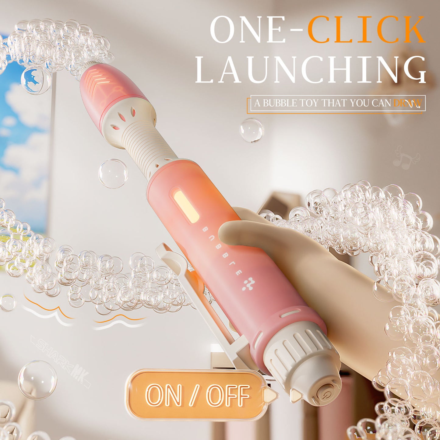 Magic Bubble Pen Rechargeable Bubble Maker Toy for Kids with LED Light, Bubble Solution, Battery & USB Charging Cable – 47 cm, Pack of 1